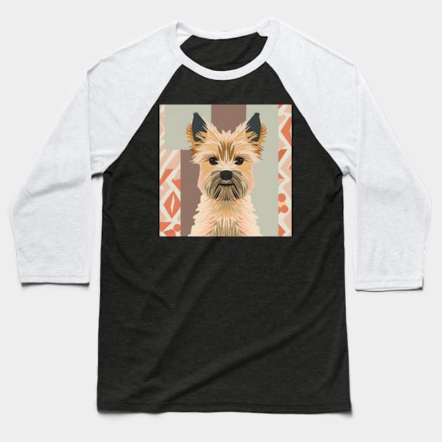 70s Cairn Terrier Vibes: Pastel Pup Parade Baseball T-Shirt by NatashaCuteShop